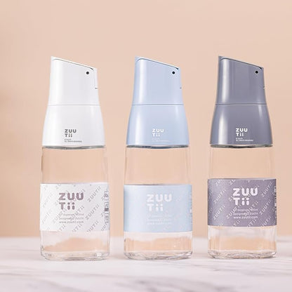 Zuutii Olive Oil Dispenser Bottle - Drip Free Spout for Kitchen, Glass, Cooking Oil & Vinegar, Light Gray