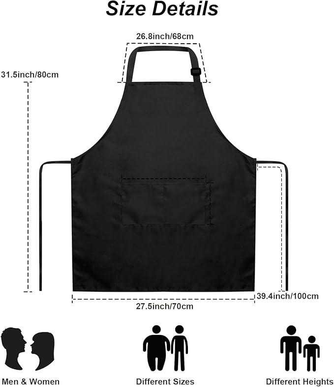 15 Pcs Adult Aprons Bulk with Pockets Adjustable Bib Chef Apron for Women Men Painting Cooking Crafting (S/L) - Image 5