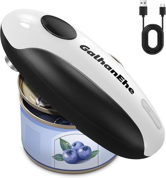 Rechargeable Electric Can Opener for Kitchen for Seniors- One Touch Automatic Can Opener, Battery Operated, Cordless, Handfree, Smooth Edge, Fits Most Can Sizes
