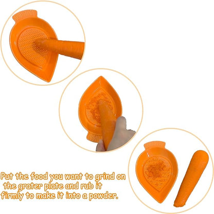 1PCS Carrot-Shaped Ginger Grater Ceramic Garlic Grinder Plate with Cleaning Brush Non-Slip for Kitchen Vegetables Gadget Ginger Garlic Spices (7.28"x4.45")