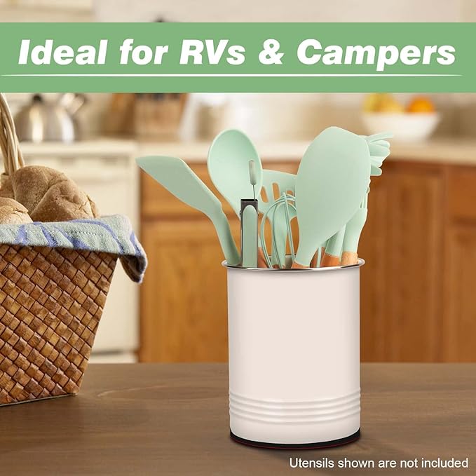 Safoner Magnetic RV Utensil Holder - Portable Cutlery Organizer for Campers and RV with Adhesive Magnet, white