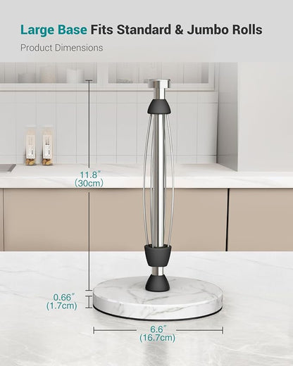 Marble Paper Towel Holder Countertop, Stainless Steel, One-Handed Tear, Freestanding Paper Towel Stand Rack with Ratchet Mechanism for Kitchen Toilet Bathroom Essentials Decor Accessories, Silver - Image 7