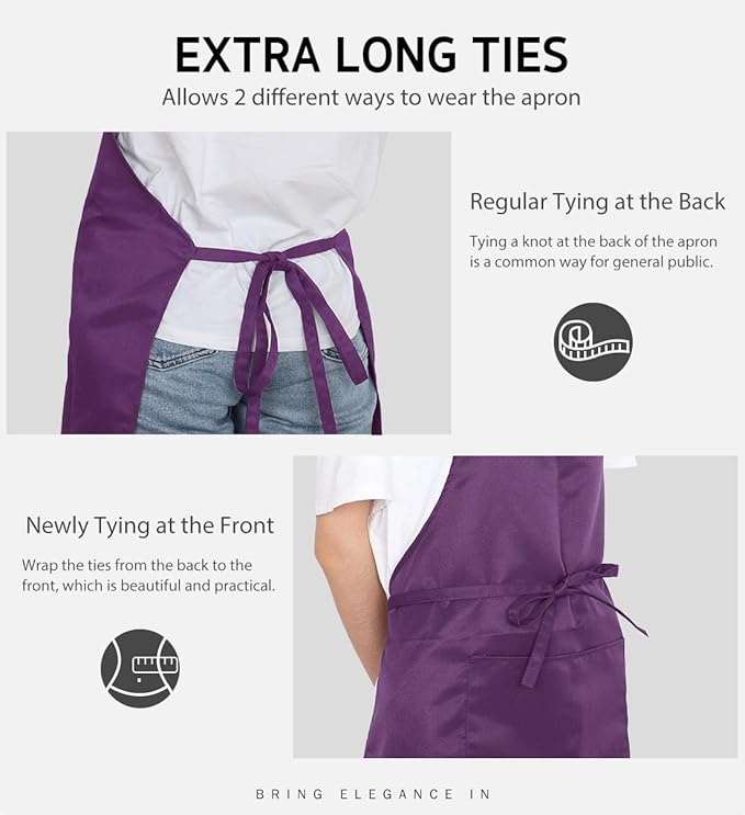Syntus Apron for Men Women, Adjustable Cooking Kitchen Chef Aprons with 2 Pockets, Cotton/Polycotton/Polyester - Image 6