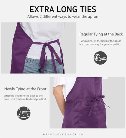 Syntus Apron for Men Women, Adjustable Cooking Kitchen Chef Aprons with 2 Pockets, Cotton/Polycotton/Polyester - Image 6