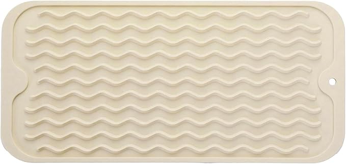 Silicone Dish Drying Mat for Multiple Usage, Easy clean, Eco-friendly, Heat-resistant Dish Drainer Mat for Kitchen Counter,Sink,Refrigerator or Drawer liner (12" x 6", BEIGE) by MODENGKONGJIAN