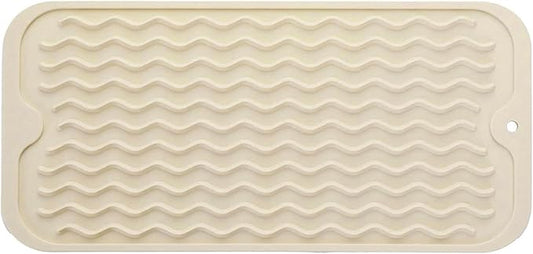 Silicone Dish Drying Mat for Multiple Usage, Easy clean, Eco-friendly, Heat-resistant Dish Drainer Mat for Kitchen Counter,Sink,Refrigerator or Drawer liner (12" x 6", BEIGE) by MODENGKONGJIAN