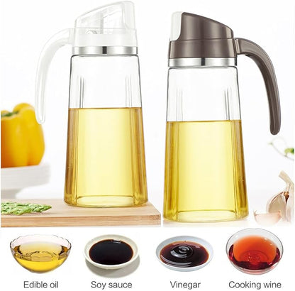 Marbrasse Oil Dispenser for Kitchen,20 OZ /600ml Leakproof Glass Oil Bottle with Auto Flip Cap,Olive Oil Container for Kitchen Cooking (White) - Image 6