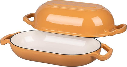 VORRINGARD Enameled Cast Iron Sourdough Bread Oven, Dutch Oven, Loaf Cast Iron Bread Pan for Homemade Bread Baking, Meatloaf Pan with Lid, 5QT, Yellow - Image 5