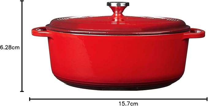 Lodge 7 Quart Enameled Cast Iron Oval Dutch Oven with Lid – Dual Handles – Oven Safe up to 500° F or on Stovetop - Use to Marinate, Cook, Bake, Refrigerate and Serve – Red - Image 6