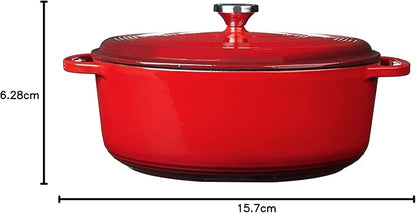 Lodge 7 Quart Enameled Cast Iron Oval Dutch Oven with Lid – Dual Handles – Oven Safe up to 500° F or on Stovetop - Use to Marinate, Cook, Bake, Refrigerate and Serve – Red - Image 6