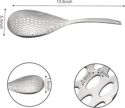 2 Pack Skimmer Slotted Spoon, 13.6 Inch Large Stainless Steel Skimmer Ladle Spoon Spider Strainer with Handle and Hanging Holes, Fryer Scoop Kitchen Colander for Cooking, Draining and Frying