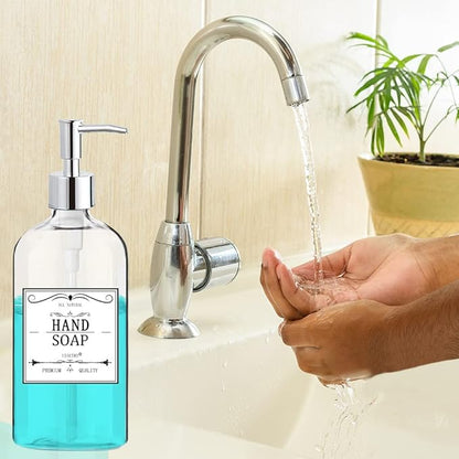 Clear Soap Dispenser with Rust Proof Pump, Waterproof Labels (2 Pack,16 Oz), Plastic Hand Soap Dish Soap Dispenser for Kitchen Bathroom - Image 3