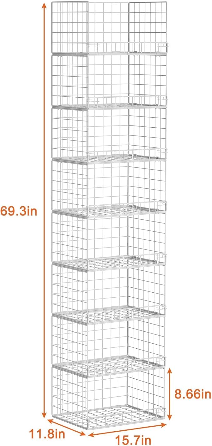Yociyoga 8-Tier Stackable Closet Organizers and Storage Shelves, Foldable Closet Shelf Organizer, Stackable Storage Bins Drawers for Closet Organizer System, White(Patent No. 30022416) - Image 3
