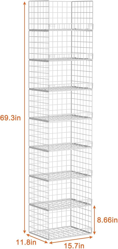 Yociyoga 8-Tier Stackable Closet Organizers and Storage Shelves, Foldable Closet Shelf Organizer, Stackable Storage Bins Drawers for Closet Organizer System, White(Patent No. 30022416) - Image 3