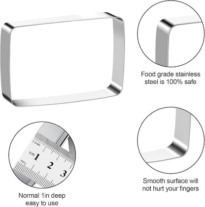 Rectangle Round Corner Cookie Cutters Egg Biscuit for Kids DIY Lunchbox Bento Box Fruit Vegetable Sandwich Cutters for Baking, Pack of 5