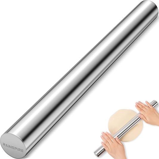 Rainspire Rolling Pins for Baking 304 Stainless Steel Dough Roller Perfect Baking Supplies Kitchen Essentials for Baking, Fondant, Pizza Dough Roller, Dumpling by Rainspire