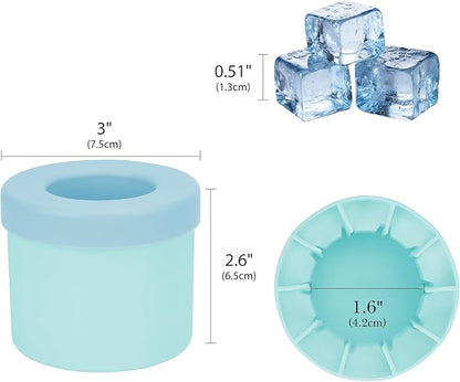 2 Pack Cylinder Silicone Ice Cube Molds, Easy-Release Ice Cube Trays for Cocktails, Whiskey, Coffee, Drinks, Portable Ice Bucket Maker Cup with Squeeze Design, 40 Pcs Ice Cubes Capacity (Blue)