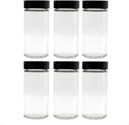 Tianifa 6pcs Black Spice Jars, 3 oz Glass Seasoning Bottles, Spices Container, Empty Spice Jars,Round Spice Bottles with Airtight Plastic Caps with Shaker Lids by Tianifa