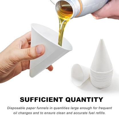 DXNQ 30PCS Disposable Engine Oil Funnels, Paper Cone Funnel Motor Oil Funnel Dispensers for Oil Change, Automotive Use No Spill Disposable Paper Funnels for Water Coolant Gas