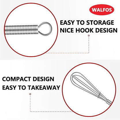Walfos Long Small Whisks Skinny Little Whisk 10 inch Tiny Mini Whisk With Long Handle for Mixing Sauces, Coffee, Cooking,Beating, Blending Ingredients, - Image 3