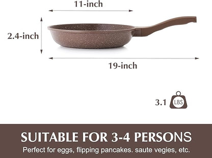 SENSARTE Nonstick Frying Pan Skillet, Granite Coating Omelette Pan, Healthy Stone Cookware Chef's Pan PFOA Free, Toffee Brown (11 Inch) - Image 6