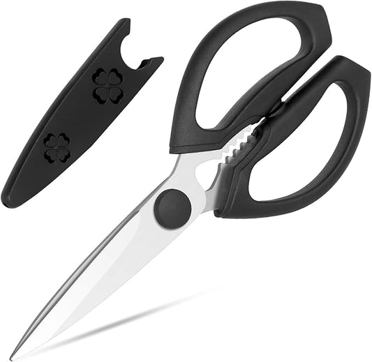 Kitchen Scissors, Heavy Duty Kitchen Shears with Sharp Stainless Steel Blades, Dishwasher Safe Cooking Scissors for Cutting Meat, Fish, Vegetables, Black