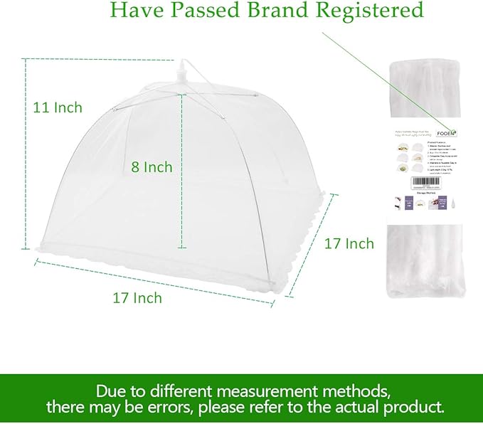 (8Pack) Pop-up Picnic Food Tent Covers, 17x17Inch Foldable Mesh Screen Food Covers for Outdoors, Reusable Food Cover Net Keep Out Flies, Mosquitoes… - Image 7