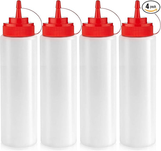 Norcalway 24 oz Large Condiment Squeeze Bottles for Sauces - Leak Proof - 4 Pack (XL) by NorcalwayLLC