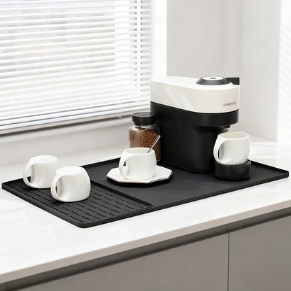Silicone Coffee Mat, 24"X16" Heat-Resistant,Eco-friendly,Hygienic Drying Pad,Leak-Proof and Non-Slip,Removable Silicone Mat with Concave and Convex Design,（Black 24X16） - Image 2
