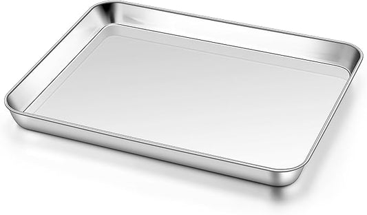 Homikit 1 Pack Quarter Sheet Pan, 9x13 Inches Stainless Steel Cookie Sheets for Baking Non Stick, Metal Baking Sheet Fits Toaster Oven, Bacon Pan Non Toxic & Rust Free, Dishwasher Safe by Homikit