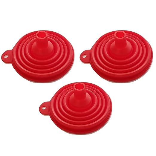 Handy Housewares 4" Wide Space-Saving Collapsible Flexible BPA-Free Silicone Kitchen Funnel - Red (3)