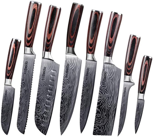 Seido Knives Master Chef Knife Set, 8-Piece Kitchen Knife Set, High-Carbon Stainless Steel Handmade Culinary Knives, Professional Chef Knives, Kitchen Knife