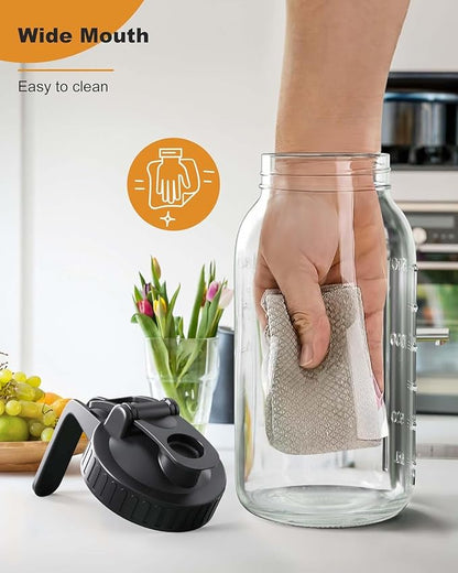 Mason Jar Pitcher Set of 2-64oz (2 Quart) Airtight & Leakproof Glass Pitcher with Lid, Perfect for Storing Breastmilk, Cold Brew, Sun Tea, with Easy-Pour Spout Lid - Image 5