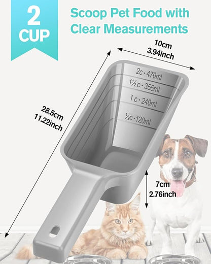 2 Cup Dog Food Scoop(2 Pack), Plastic Pet Food Scoop with Measuring Lines for Accurate Pet Food Portions,Dishwasher Safe (Blue and Grey) - Image 2
