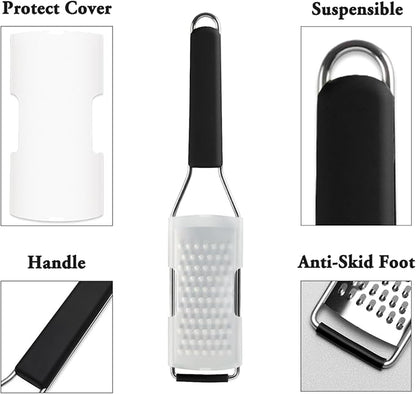 Cambom Cheese Grater Lemon Zester, Graters for Parmesan Cheese, Lemon, Citrus, Garlic, Nutmeg, Chocolate, Fruits, Vegetables, Ginger, Vegetable & Cheese Shredder with Stainless Steel Coarse Blade - Image 3