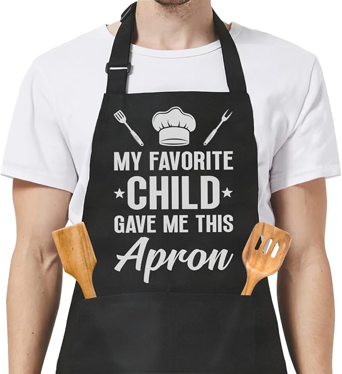 SANDJEST Funny Mens Aprons with Pockets for BBQ Grilling Cooking Grandpa Husband Apron for Birthday Christmas Father's Day