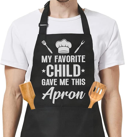 SANDJEST Funny Mens Aprons with Pockets for BBQ Grilling Cooking Grandpa Husband Apron for Birthday Christmas Father's Day