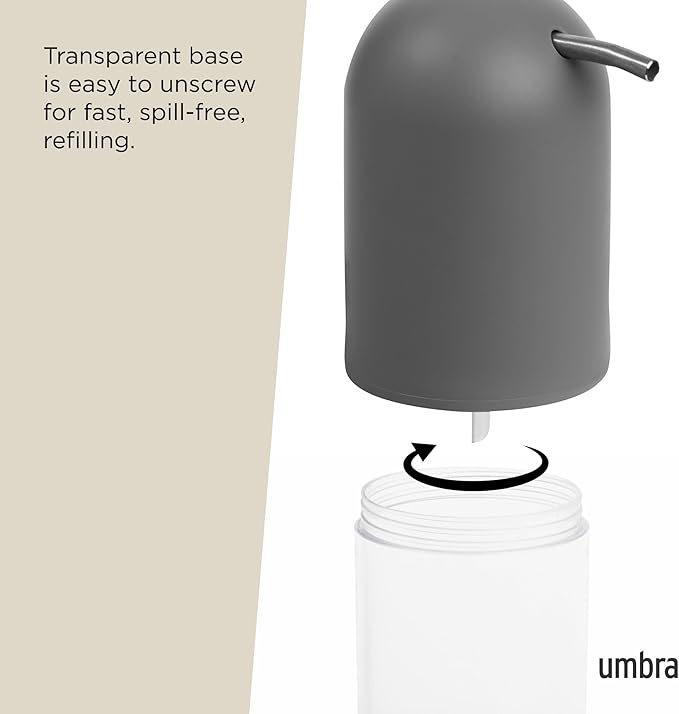 Umbra Touch Soap Dispenser Pump 13 oz (384 ml) Capacity for Liquid Soap or Hand Sanitizer, Easy to Refill, Grey - Image 5