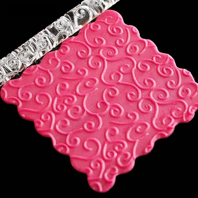 Acrylic Rolling Pin with 28 Patterns, Lightweight 6.3x0.4 Inch Textured Design for Cookie Dough and Pastry (#18)