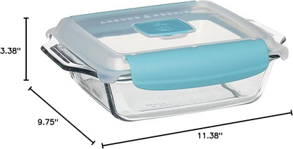 Anchor Hocking 8 Inch Square Cake Dish with TrueLock Locking Lid Bakeware, Clear - Image 13