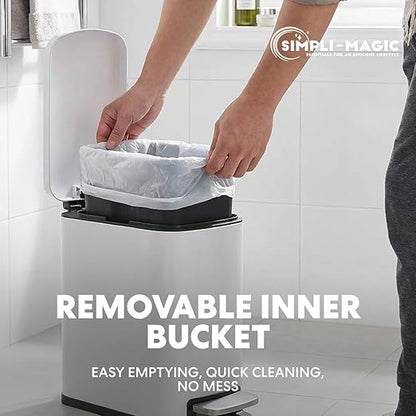 SIMPLI-Magic 6L/1.6G Stainless Steel Bathroom Trash Can with Hands-Free Foot Pedal, Quiet Soft-Close Lid, Compact Space-Saving Size - Image 6