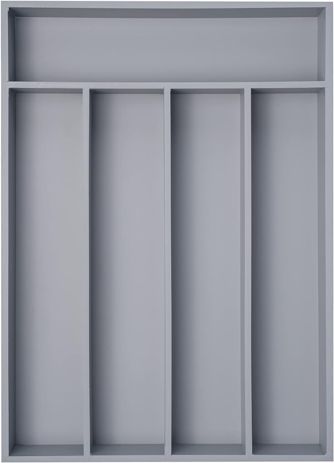 Besilord Bamboo Silverware Holder - Drawer Organizer with 5 Slots (Gray) by Besilord