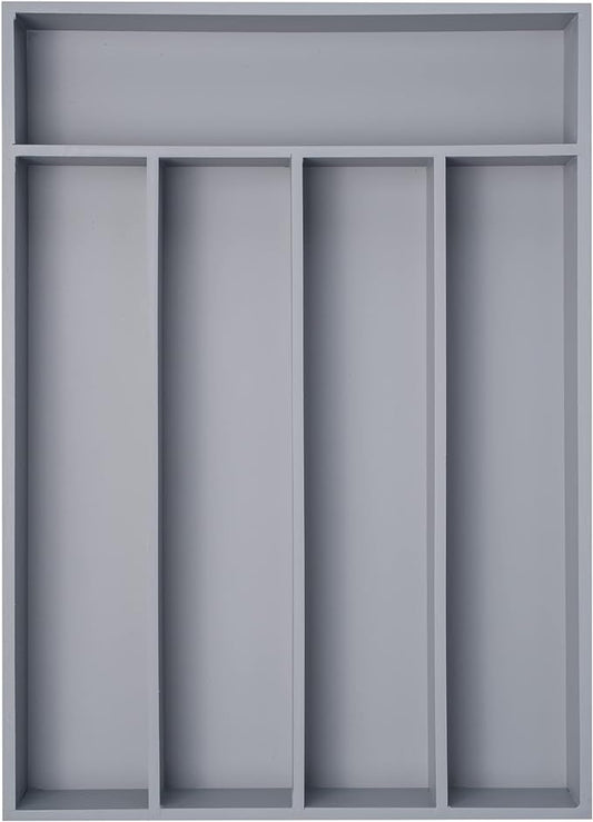 Besilord Bamboo Silverware Holder - Drawer Organizer with 5 Slots (Gray) by Besilord