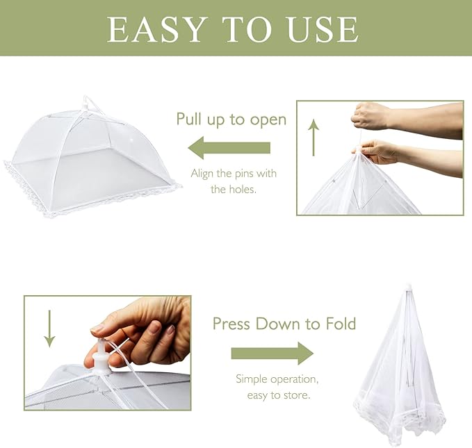 7 Pack Colorful Food Covers Food Tent for Outside Mesh to Keep Bugs away, Reusable Collapsible Food Nets(40x24*1,17x17*2,14x14*2,12x12*2) including Carry Bag,Ideal for Picnic Party BBQ Wedding Fruit - Image 3