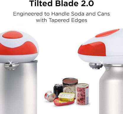 Kitchen Mama Auto 2.0 Electric Can Opener: Blade Opens Almost Any Can Pop or Soda Can - Automatic, Hands Free, Safe, Smooth Edge, Lid Remover, Battery Operated, Cordless, YES YOU CAN (Red) - Image 4