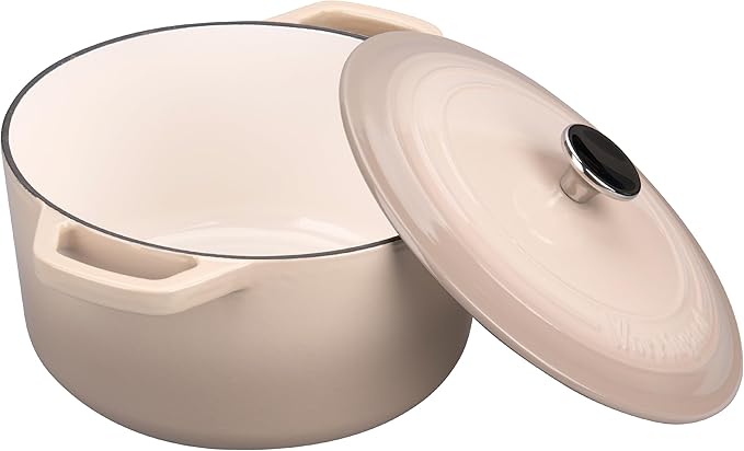 VORRINGARD Enameled Cast Iron Dutch Oven Pot with Lid, for Bread Baking, Round Bread Oven- include Sourdough Bread Baking Supplies Set, 6QT, Latte - Image 5