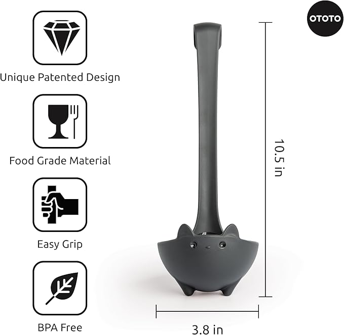 OTOTO Katie Cat Soup Ladle - Halloween Gifts Black Cat, Gothic Gifts, Gifts for Cat Lovers - Spooky Cat Gift, Cute Kitchen Accessories, Fun Gifts (Katie Cat, Black) - Image 5