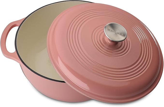 Mercer Culinary Enameled Cast Iron Round Dutch Oven, 6 qt., Pink - Image 4