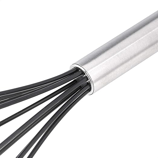 Amazon Basics Stainless Steel and Silicone Non-Stick Coated Whisk Set for Beating and Whisking, Dishwasher Safe, 8", 10", and 12", Pack of 3, Black - Image 3