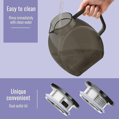 Glass Pitcher With Lid, 2.3 Liter 78 oz Glass Water Pitchers, 0.6 Gallon glass Pitcher With handle and Lids for Fridge, Carafe Jug Jar For Hot/Cold Water Tea Iced Juice Coffee Milk Beverage - Image 4